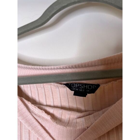 Topshop Nude Pink Off Shoulder ¾ Long Sleeve US 2 - Picture 7 of 7